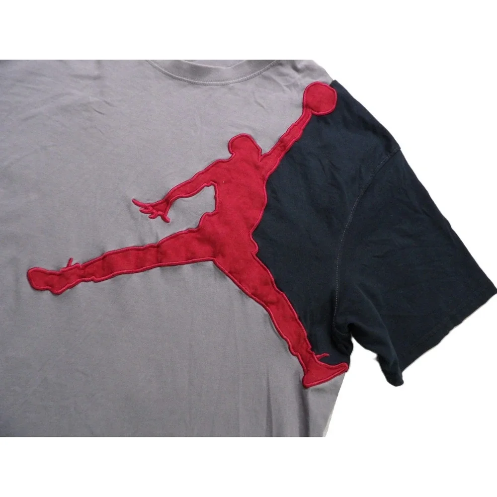 Y2K Jordan Jumpman Shirt Men XL Gray Black Red Side Wrap Graphic Distressed Tee